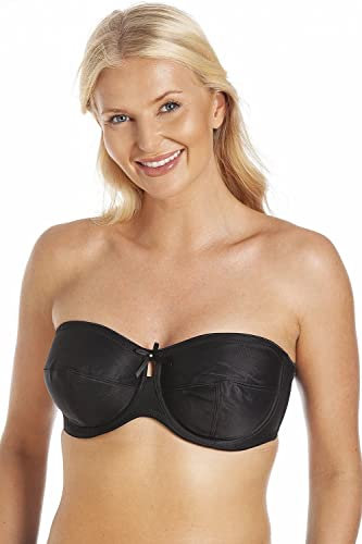 Camille Womens Multiway Strapless Bra - Non Padded & Underwired with Removable Matching & Clear Straps - Cross Back, Strapless, Halter or One Strap Black 42F