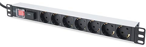 DIGITUS DN-95407 – 19 grenuttag – 7 uttag – 1U – Med strömbrytare, överspänningsskydd – 230 VAC 50/60 Hz – 16 A – 3680 W – För 19-tums nätverks- och serverrack