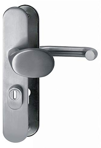 Lienbacher Schutzbeschlag Türdrücker Langschildgarnitur Edelstahl matt gebürstet Diverse Varianten (Knopf/Drücker || PZ 8/72 mm)