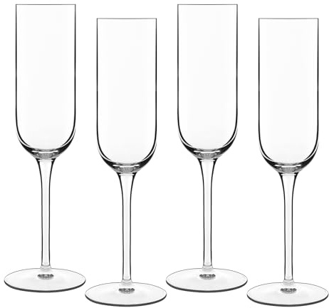 Luigi Bormioli Lot de 4 flûtes à champagne Sublime en cristal de 210 ml, passent au lave-vaisselle