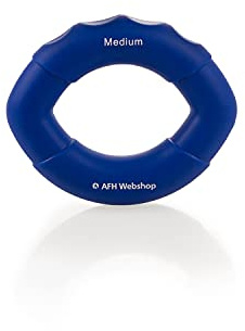 AFH Webshop Silikon Handtrainer und Fingertrainer | EasyFlex Premium Qualität | ergonomischer Fingertrainer Ring | Greifkraft Griffkraft Trainer (Länge: 8 cm, dunkelblau | mittel)