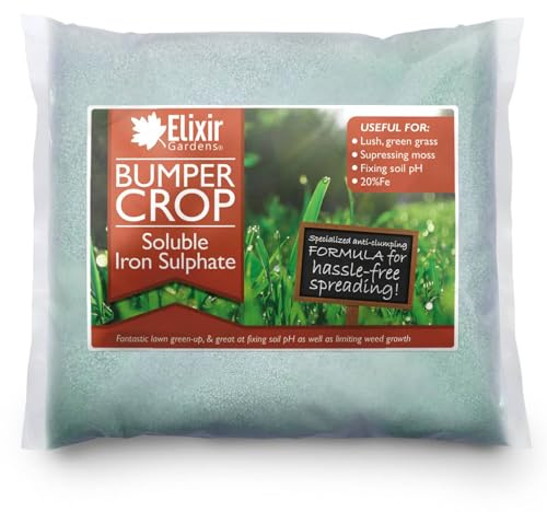 Elixir Gardens Bumper Crop Soluble Sulphate of Iron Lawn Tonic 10kg Bag | Soluble Ferrous Sulphate 20% | 10kg Re-Sealable Bag | Makes 800L of Liquid Feed