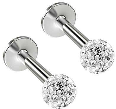 2 x 1.2mm Cubic Zirconia Kristall Chirurgenstahl 316L Lippenpiercing Oberlippe Madonna Lippe Labret Schmuck 6mm