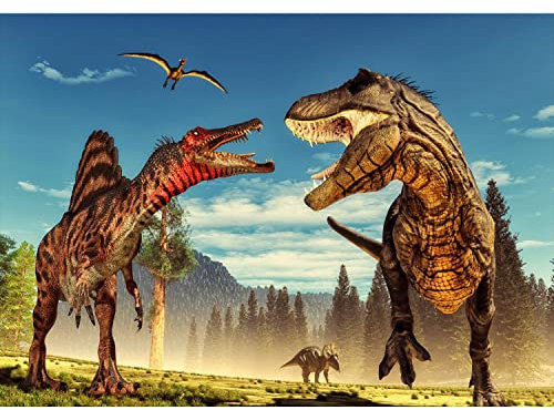 Runa Art Fototapeten 396 x 280 cm Kinderzimmer Dinosaurier - Vlies Wanddekoration Junge Mädchen - Deutsche Manufaktur - Bunt 9481012a