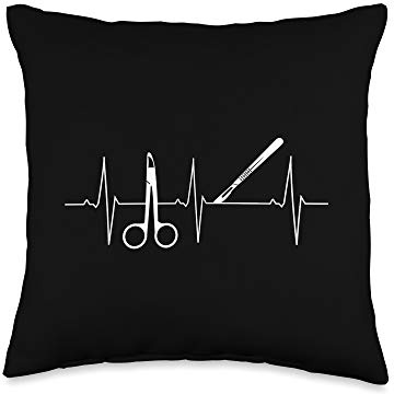 Surgical Scalpel Surgeon Heartbeat EKG Pulse Tech Throw Pillow