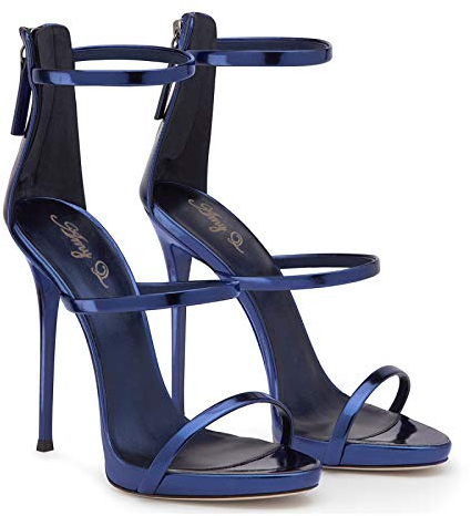 TIKENBST High Heels 13CM Helle Leder Open Heel High Heel Damen Sandalen Pole Dance,Blue-46