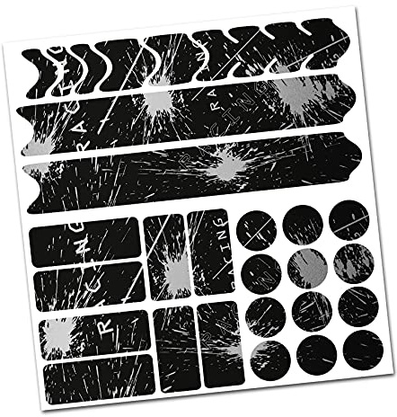 AlphaShield Bicycle Frame Protector, Carbon MTB BMX Paint Protection Film, 28-Piece Set, Silver Metallic