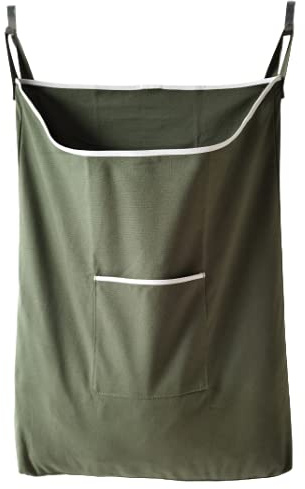 GORISEN Wäschesammler, Wäschekorb, Türhängung Wäschesack mit Haken (schwarz, 65 Liter) (Armeegrün, 65 Liter)