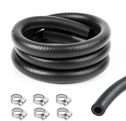 URAQT Benzinschlauch Kit, 1 Meter Ø 6 mm Kraftstoffschlauch Ölschlauch Dieselschlauch mit 6 Stücke Schlauchschellen für Auto Motorrad Roller