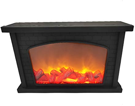 Electric Fireplace Lantern LED Simulate Flame Effect Light, USB or Battery Powered Tabletop Fireplace Lamp Home LED Faux Fire