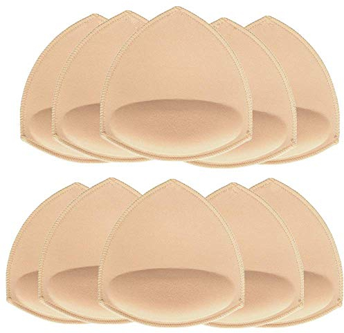 SKENGWEL Reggiseno a triangolo da donna, inserti rimovibili push-up per reggiseno sportivo, coppe di ricambio per bikini top costume da bagno, Triangolo 5 Paia Beige B/C, A-D
