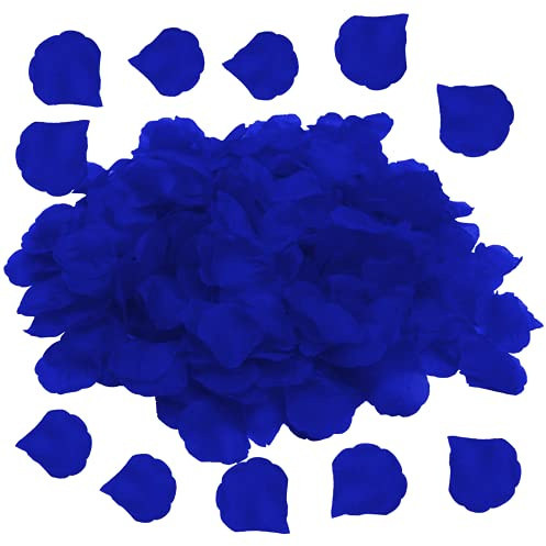 OWLKELA 1200 Stück Rosenblätter, Blau | Künstliche Rosenblätter, Seidenrosenblätter Dekoration für Valentinstag, Hochzeit, Geburtstag, Romantische Atmosphäre