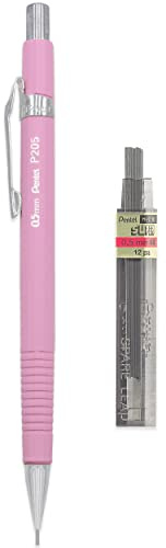 Pentel P205-97C Mechanical Automatic Pencil - Pastel Floral Range - Single + 12 HB 0.5mm Refill Leads (Pink)
