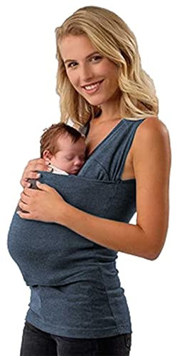 DNJKH Kangourou Porte bébé T-Shirt d'allaitement sans Manches pour Femmes avec Poche Camis a La Mode Top Tank