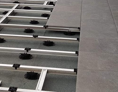 Gartenwelt Riegelsberger Premium Aluminium Montagesystem-Set für Keramik-, Stein-, Betonplatten Komplett-Set Made in Germany Plattenformat 60x60 cm Terrassenfläche 3x3 m | 9 m² Aufbauhöhe 169-219 mm
