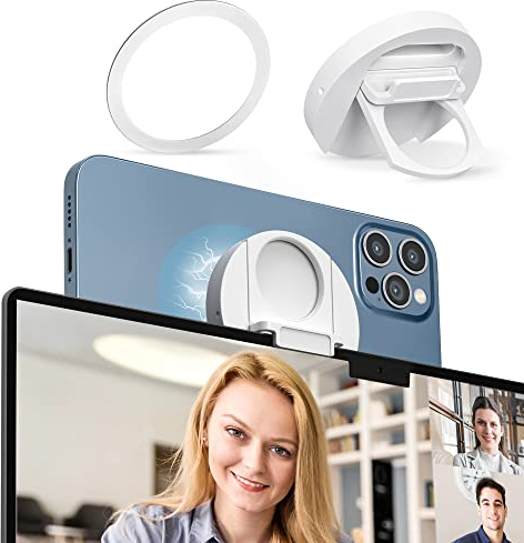 Continuity Camera Mount für MacBook Laptops/iPhone 12, 13 & 14 Serie, Magnetische Handyhalterung Kompatibel mit MagSafe, iPhone Webcam Halter für iOS 16 & macOS Ventura, Mit Magnetischem Metallring