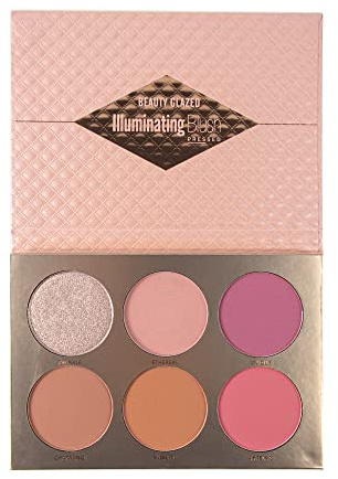 Poudre à fard à joues multicolore 3 en 1 Blush Highlighter Ombre à paupières Maquillage résistant à la sueur, non gras, chatoyant, mat 6 couleurs Palette de fards à joues naturels # B