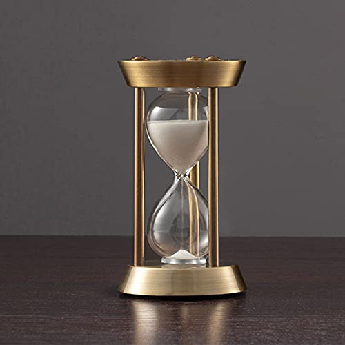 BOSUGE, Sanduhr-Sanduhr aus Metall, Messing, 1/3/5/10 Minuten, einzigartiges kreatives Andenken, Wohnzimmer-Büro-Dekoration, Sanduhr, Schwarz ( Color : White , Size : 10 Minutes )