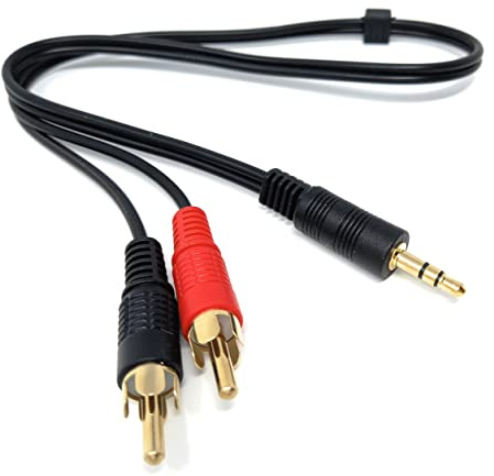 Drut Cavo Audio Stereo Aux Phono da 50 cm Corto da 3,5 mm a Doppio RCA Cavo Mini Jack Cavo sdoppiatore a Y Cavo per Cuffie Adattatore sdoppiatore RCA a Y Connettori Oro Nero da 1,6 Piedi