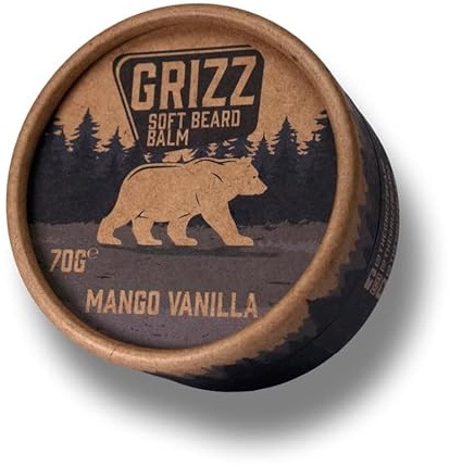 Grizz Soft Beard Balm | 70g | Beard Moisturiser | Beard Wax | Beard Cream | Shea Butter & Bees Wax | Jojoba Oil & Argan Oil | (Mango Vanilla)