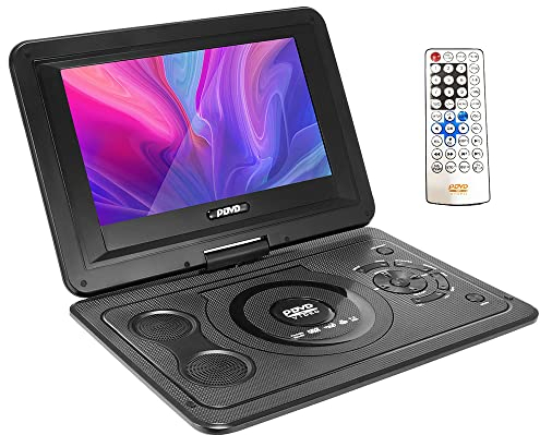 Riloer, lettore DVD portatile per auto con display girevole HD da 13,9, batteria ricaricabile, funzione AV e TV, multiformato, multilingue, slot per schede SD e porta USB