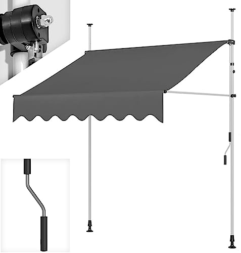 WOLWES Standmarkise mit Kurbel, Sonnenschutz Balkon, Klemmmarkise, Höhenverstellbar Markisen, Markise Balkon Ohne Bohren (Color : Gray-B, Size : 2m/78in)