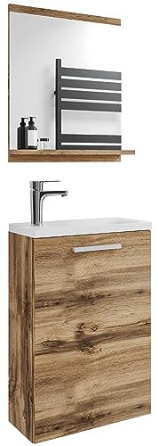 Badmöbel-Set Susana, Waschbecken, Möbelset für kleines Badezimmer, optionaler Wasserhahn, hängende Badezimmermöbel (ohne Wasserhahn, Wotan)