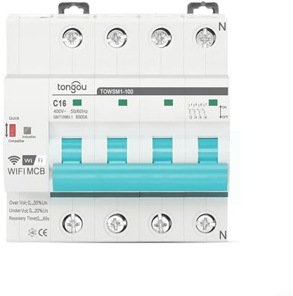 HEIBTENY WLAN Smart Leitungsschutzschalter, Photovoltaik Dc Trennschalter,Überspannung Überlast Hochleistung Schutz Circuit Schutzschalter, Zeitschalter Fernbedienung Für TUYA/Smart Life(16A)