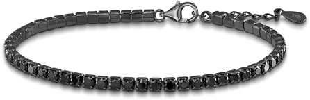 Schöner-SD Pulsera fina de tenis de plata 925 con circonitas, Negro , Breite: 2,8 mm