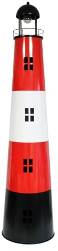 colourliving Leuchtturm Garten mit Licht Solar Leuchtturm Metall Maritime Deko mit LED Beleuchtung (150 cm)