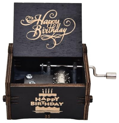 Happy Birthday Hand Crank Music Box, Lasser Engraved Happy Birthday Music Box, Musical Instrument Happy Birthday, Vintage Music Box, Family, Lover, Colleague, Friends