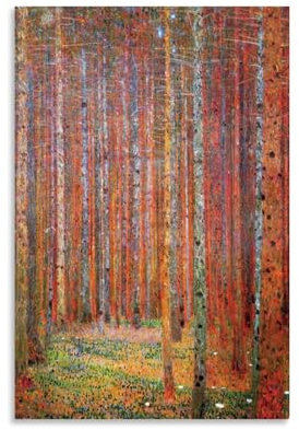 HDMMXEN Gustav Klimt Gemälde: Tannenwald I, Kunstposter, Kunstdruck, Wandfoto, Farbe, hängendes Bild, Familienschlafzimmer, Dekoration, Geschenk, 60 x 90 cm
