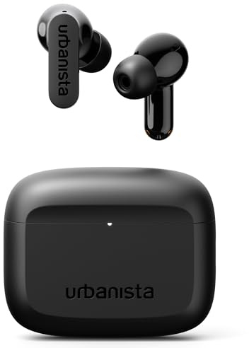 Urbanista Palo Alto Bluetooth Kopfhörer in Ear Kopfhörer Kabellos, 6 ENC Noise Cancelling Mic, 10mm Treiber, Bluetooth 5.3, Tiefer Bass, 45h Std. USB-C, Wireless Earbuds, IP54, App Steuerung, Schwarz