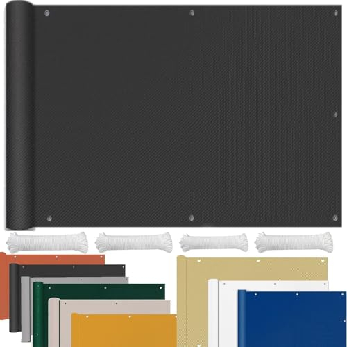 sonnensegel Balkon Mit Ösen Wasserdicht SunSail Sonnensegel Sonnenschutz Markisenstoffe Meterware schattentuch für Garten Terrasse Balkon Sonnenschutz 0.6x4m Anthrazit