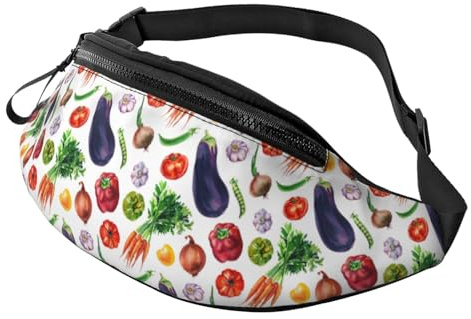 Sac banane à bandoulière pour homme et femme – Sac banane de voyage aubergine et légumes pour homme et femme