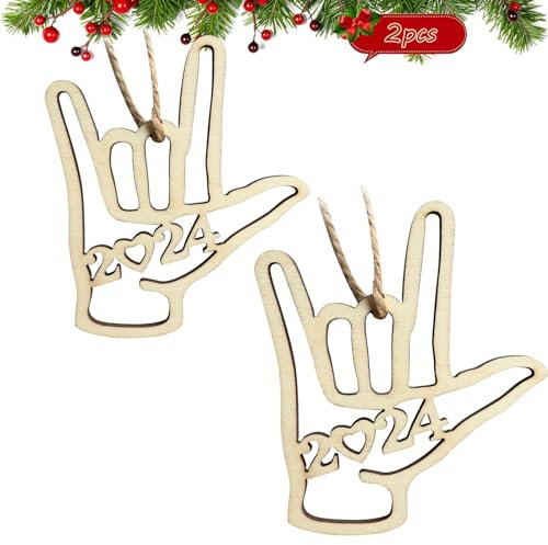 I Love You ASL Sign Language Hand Important 2024 Holiday Day Decor Christmas Ornament (2)