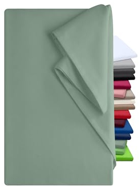 npluseins Bettlaken 180x275cm - Leintuch ohne Gummizug - Tuch ist ideal für Terrasse Reisen Camping und Tischtuch - Wohnmobil Laken - Betttuch ohne Gummizug - 100% Baumwolle, ca. 180 x 275 cm, Salbei