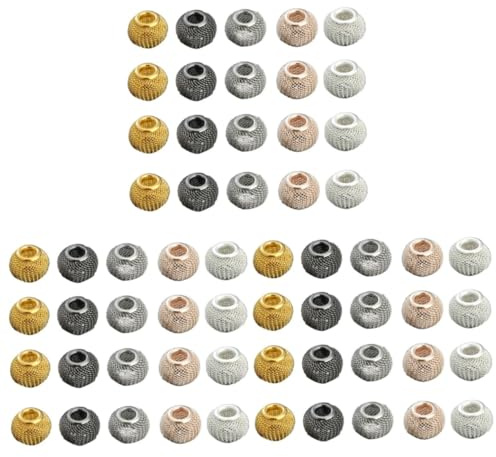 HAPINARY 150stücke Metallperlen Charms Und Spacer Beads Runde Netzperlen Für Schmuckherstellung Farbenfrohe Accessoires Für Halsketten Armbänder Und Dekoration (Zufällige Farbe)