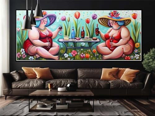 Malen Nach Zahlen Frau Fett Malen Nach Zahlen Erwachsene, DIY Set Ölgemälde Malen Nach Zahlen XXL, Acrylfarben Painting by Numbers Bastelset, für Geschenk Wanddekoration, 60x150cm (Ohne Rahmen)-YH120