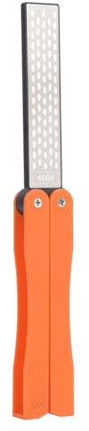 Aiguiseur de Couteaux Double Face Pliable, Meule D'extérieur Portable pour la Cuisine, 400/600 Grit Diamant Pierre Aiguiser (Orange)