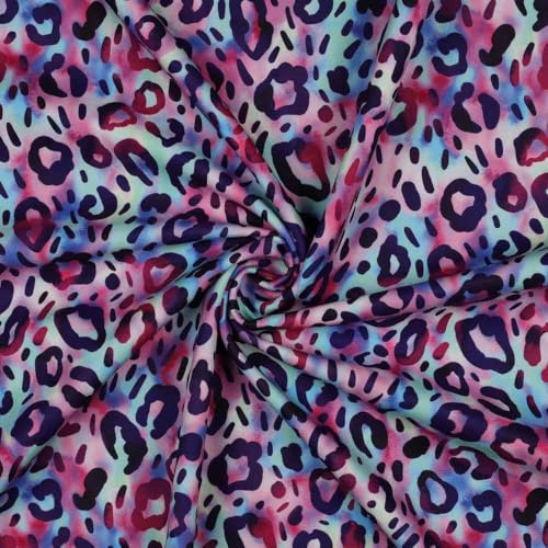 Softshell, Leo Musterung Pink Lila als Meterware zum Nähen, 50 cm