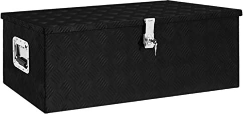 Somanki Aufbewahrungsbox, Abschließbare Box, Alu Box, Metal Box, Transportkiste, Werkzeugbox, Metallkiste, Alukiste, Schwarz 90x47x33,5 cm Aluminium