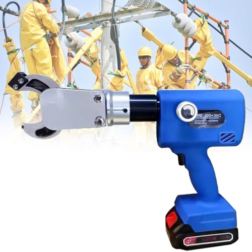 Electric Hydraulic Cable Cutter, Hydraulic Wire Cutting Tool, 60KN Bolt Cutter with 2 Removable Battery, for Copper, Aluminum and Armoured Cable(A)