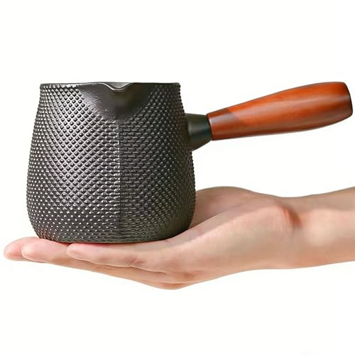 Beminh Tetera de hierro fundido para estufa, tetera de hojas sueltas con mango de madera, té de leche caliente, café, cocina, elegante olla para el hogar, cocina, hotel, restaurante y oficina, 20