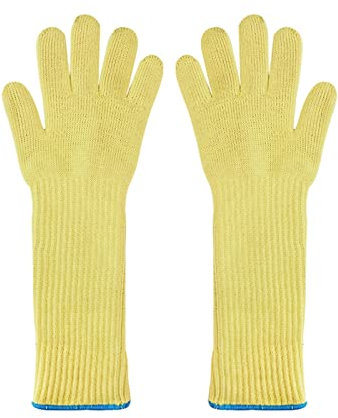 Faser 2 Schichten feuerfester Schnittschutz flammfest 500 Grad Celsius Sicherheitsarbeit Grillofenhandschuh Sicherheitsarbeitshandschuh, Hervorragende Abriebfestigkeit und Langlebigkeit(48CM 1pair)