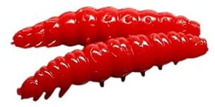 Libra Lures Larva 30mm | Forellenköder Supersoft | Inhalt: 15 Stück | Aroma: Knoblauch | Farbe: 021 / Red
