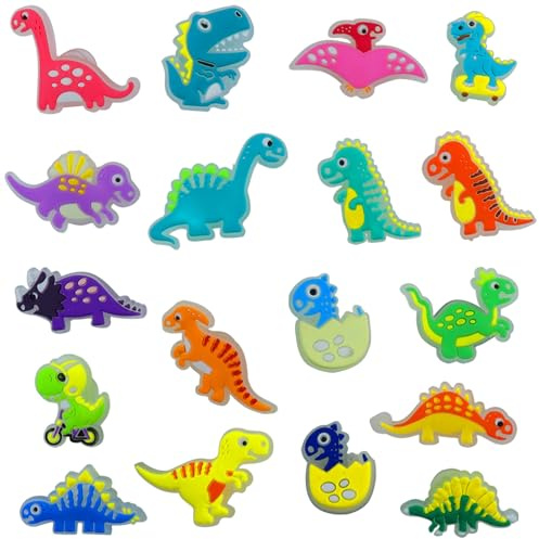 Dinosaurier Crocs Anstecker mit Glitzer, Jibbitz Charms Abnehmbar 36 Stk | 18 Dinosaurier-Designs Schuhanstecker Set, für DIY Schuhdekoration Erwachsener Jungen und Mädchen