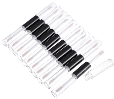 Vaguelly 10 Tubos de Brillo de Labios Vacíos Plástico Recargable de 4 Ml con Doble Cabezal con Tapones de Goma Envases Transparentes para Uso Diario y Diy para Principiantes