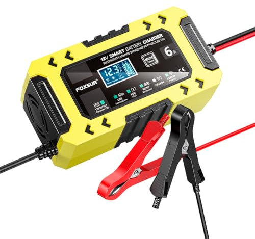 Generic Chargeur de batterie de voiture 12 V 6 A avec compensation de température, chargeur de charge rapide, désulfateur de batterie automobile pour voitures, bateaux, motos, tondeuses à gazon