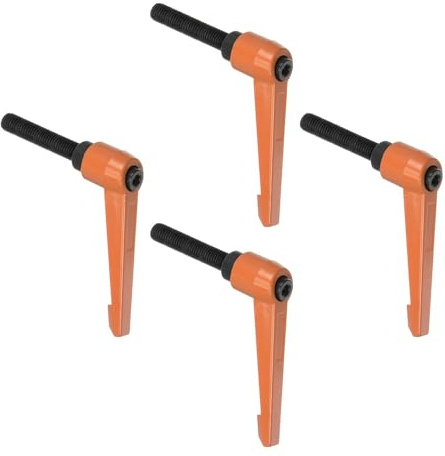 TA-VIGOR Verstellbare Klemmhebelgriffe, M10 x 40 mm, Verriegelung, Schnellspanner, Druckknopf, Ratschenschrauben, Aluminiumlegierung, Außengewinde, Bolzen für Maschinen und Geräte, 4 Stück